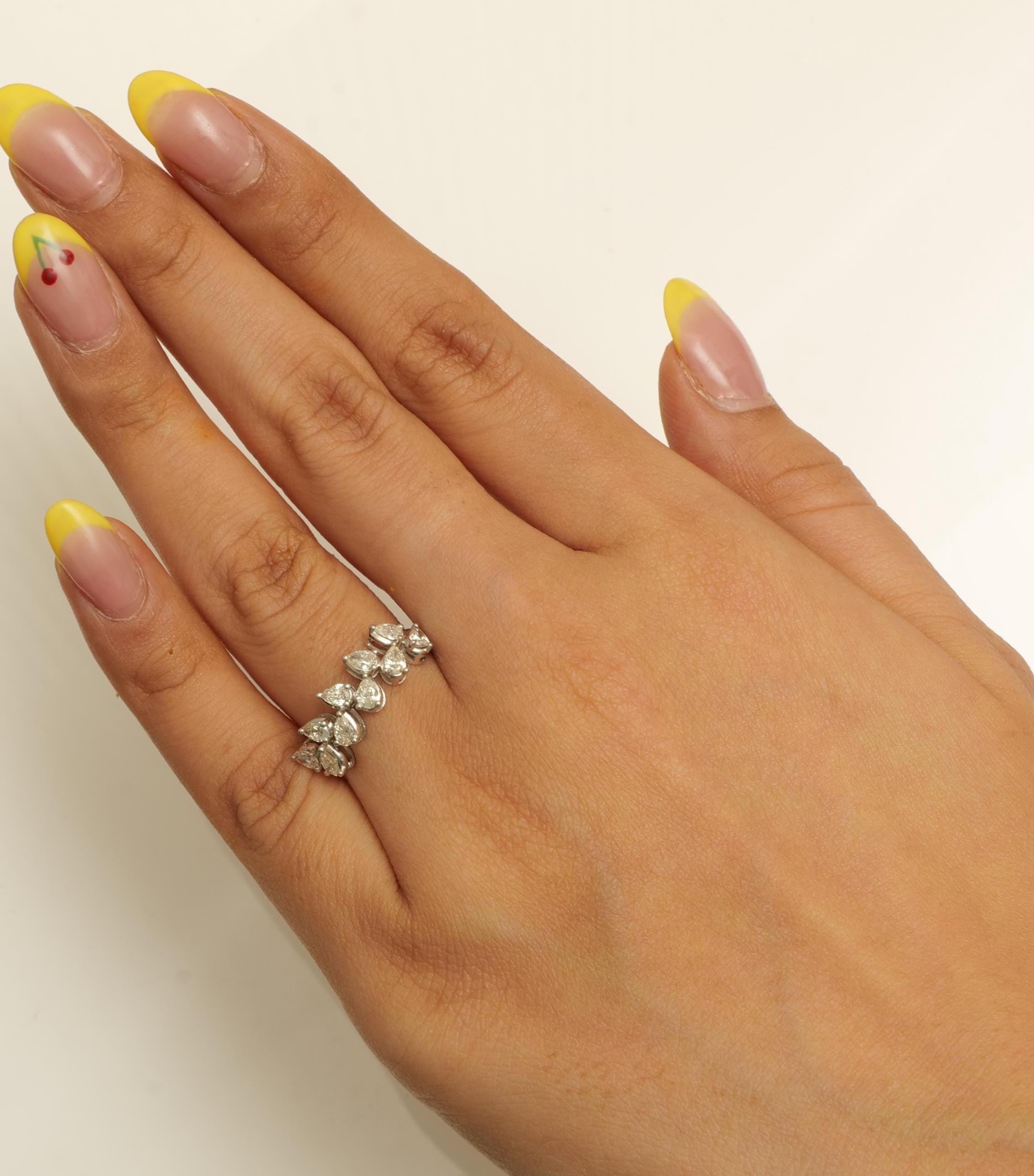 Art déco Bague en or massif 14 carats avec diamant poire certifié en vente