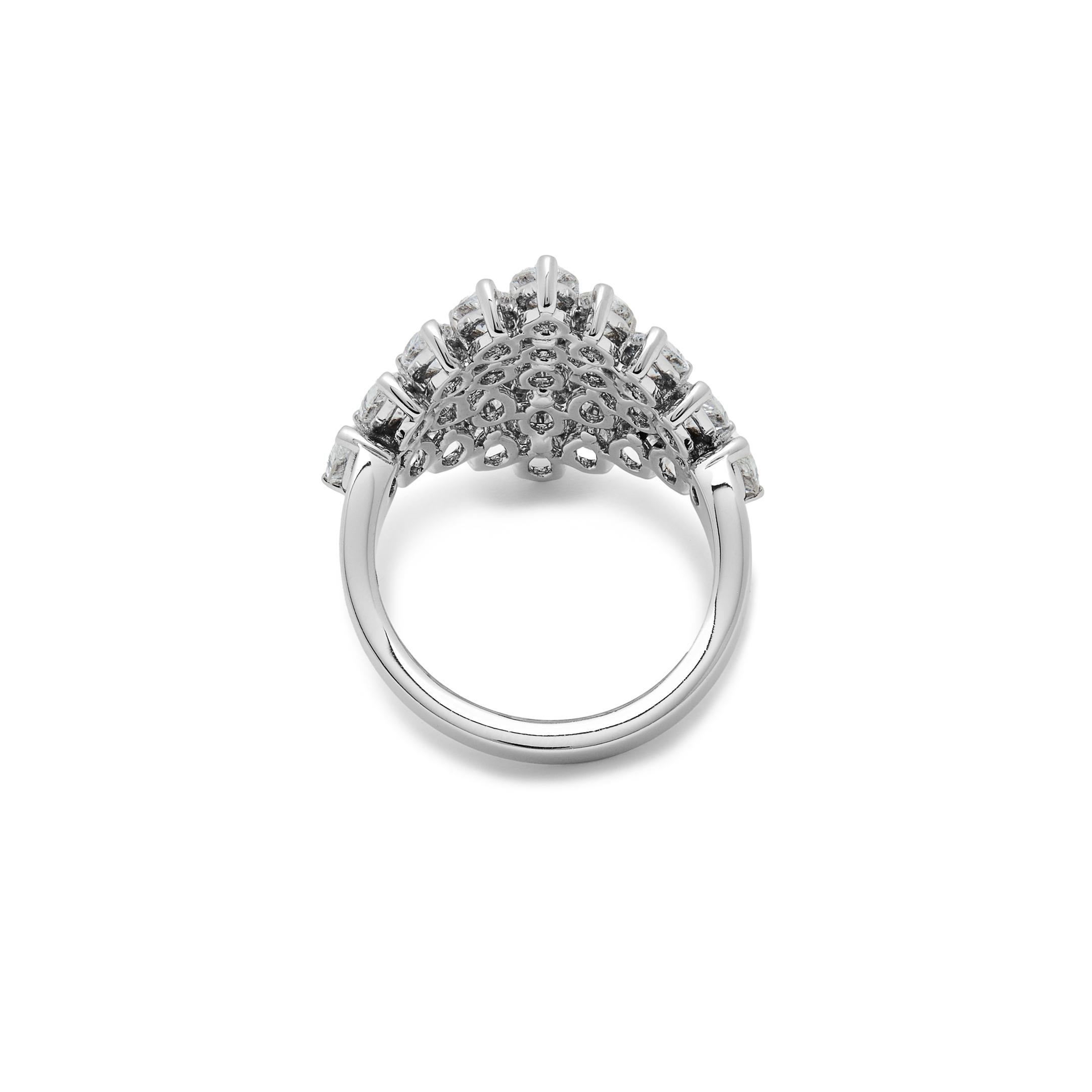 Pear Diamond Shield Ring In New Condition For Sale In New York, NY