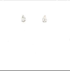 Pear diamond solitaire stud earrings 18k white gold