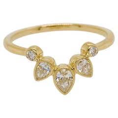 Bracelet poire diamant Sunburst en or jaune 14 carats 0.40 carats V-Band