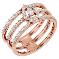 Birnenförmiger Diamant-Hochzeitsring aus 18 Karat Gold