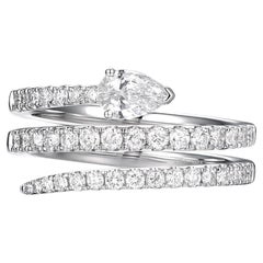 Pear Diamond Wrap Around Ring in 18 Karat White Gold