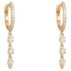 Pear Dream Diamond 14K (or 18k upon request) Yellow Gold Huggie Earrings