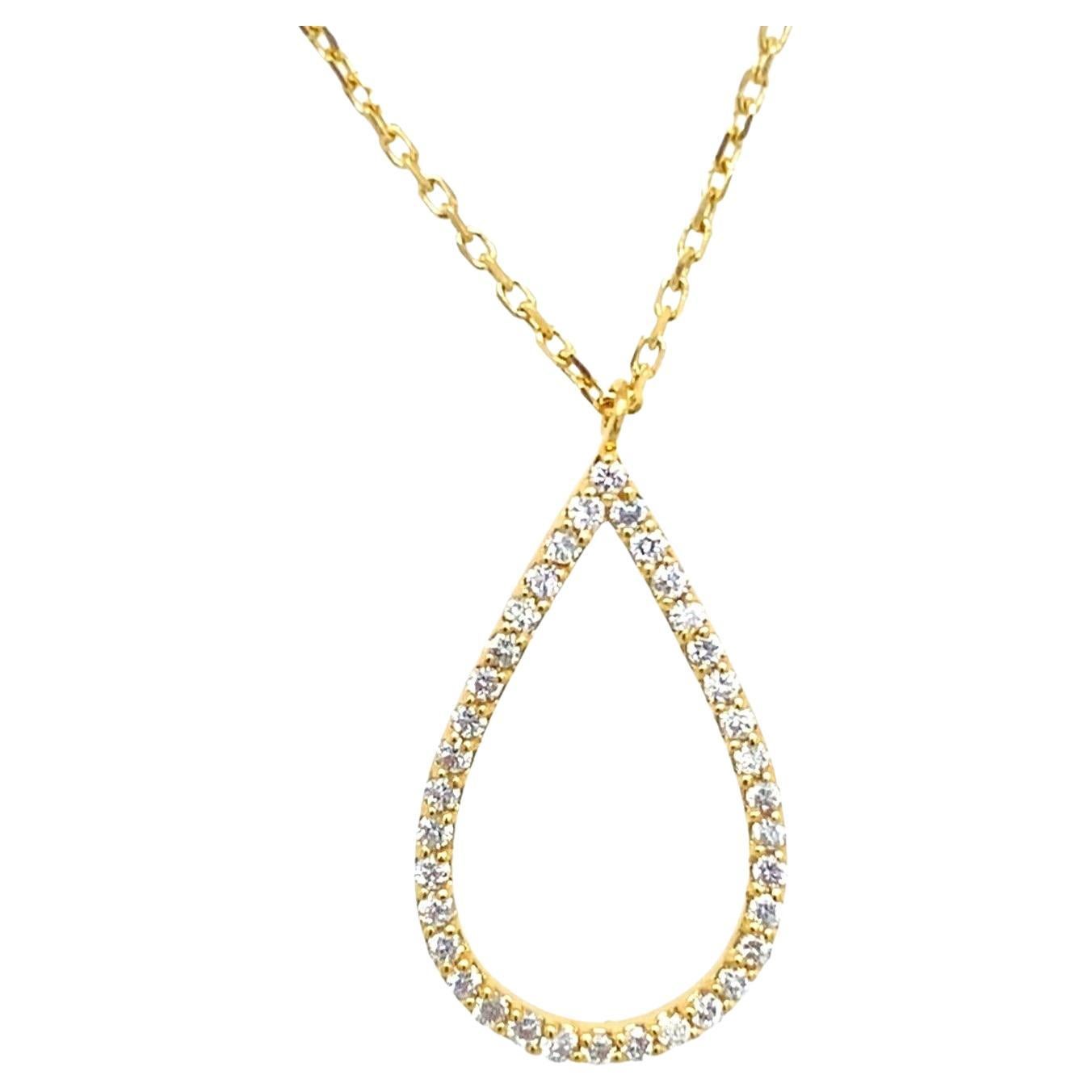 Pear Drop 0.33ct Diamond Necklace in 18ct Yellow Gold For Sale