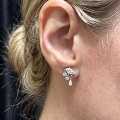 0.77ct Diamond Pear Drop 18K White Gold Dangle Earrings