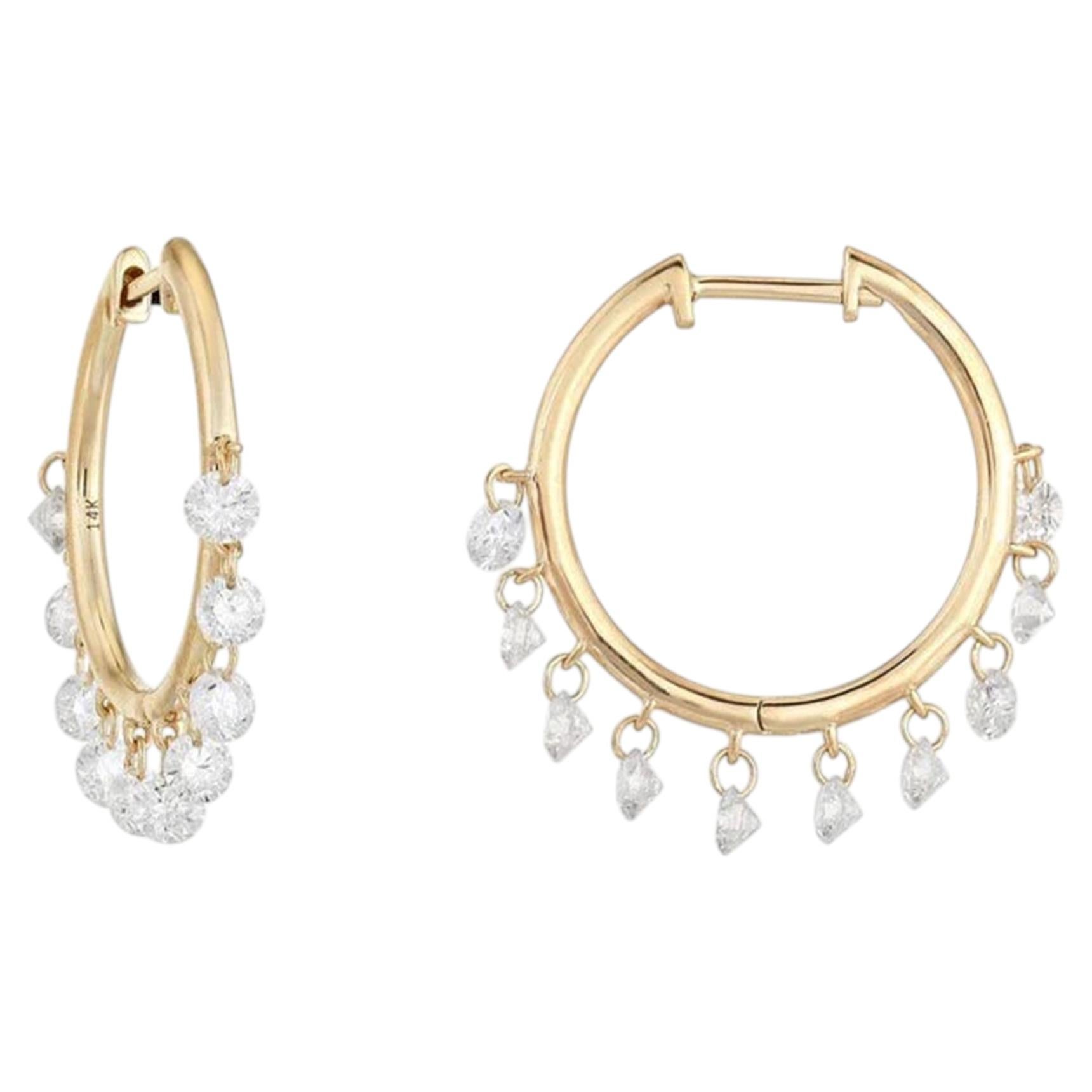 Pear Drop Diamond 14K (or 18k upon request) Yellow Gold Huggie Hoop Earrings