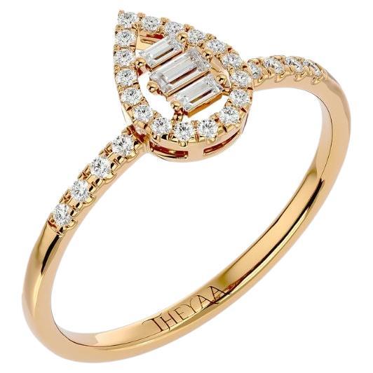Pear Drop Diamond Ring in 18 Karat Gold For Sale