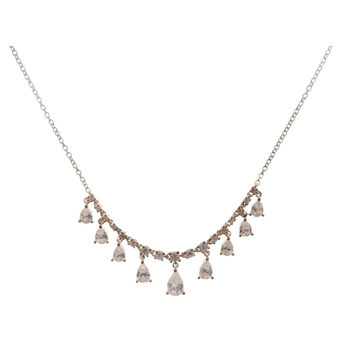 Pear Drop Gradating Line Diamond Necklace Pendant For Sale