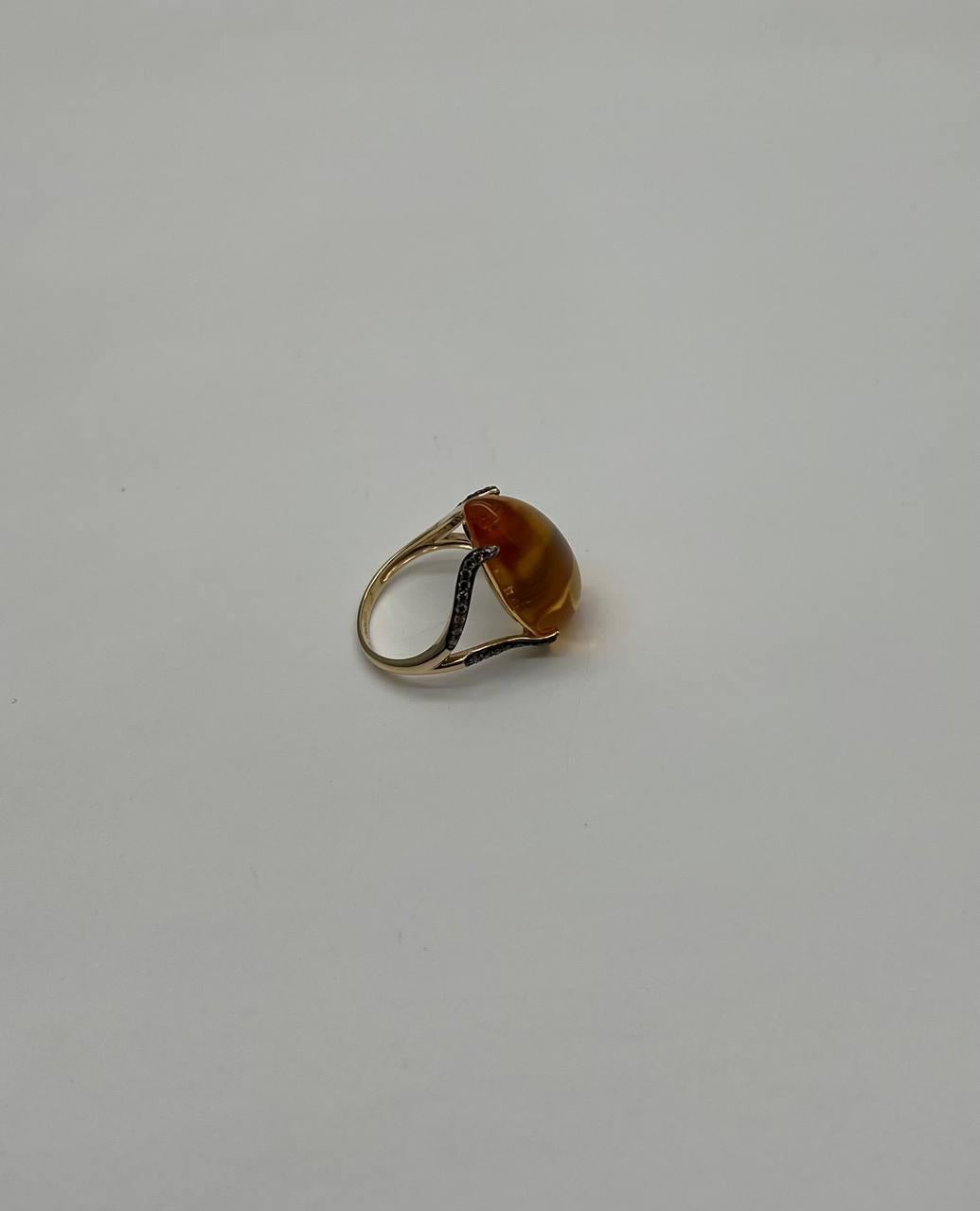 Anello in oro giallo 14K con diamanti Citrino arancione a forma di goccia di pera In condizioni Nuovo in vendita a Oakton, VA