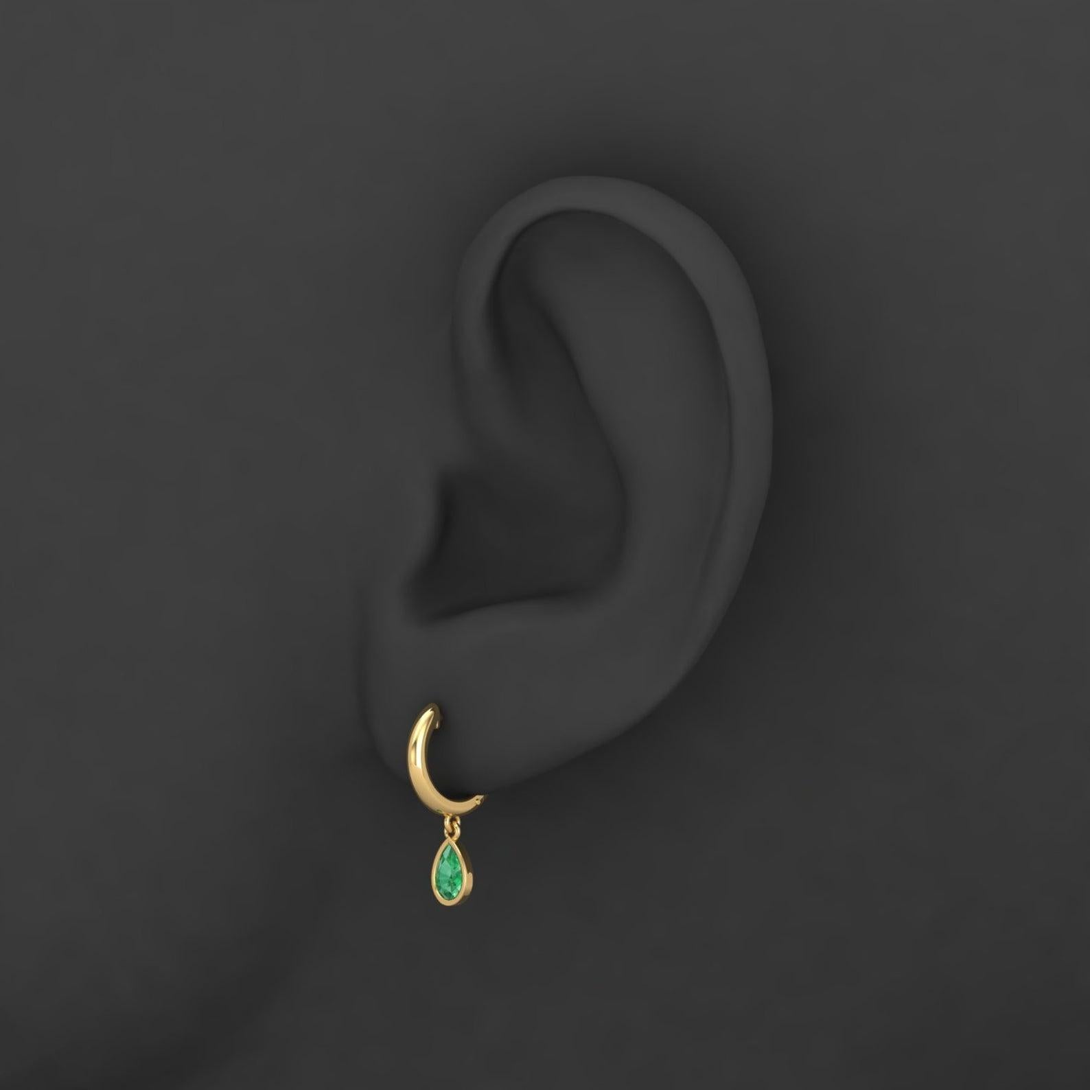 Cast in 14 karat gold. These beautiful earrings are hand set in .40 carats of emeralds. Available in yellow, rose and white gold.  Sold in a pair, can be bought as a single piece ($1600)  

FOLLOW MEGHNA JEWELS storefront to view the latest