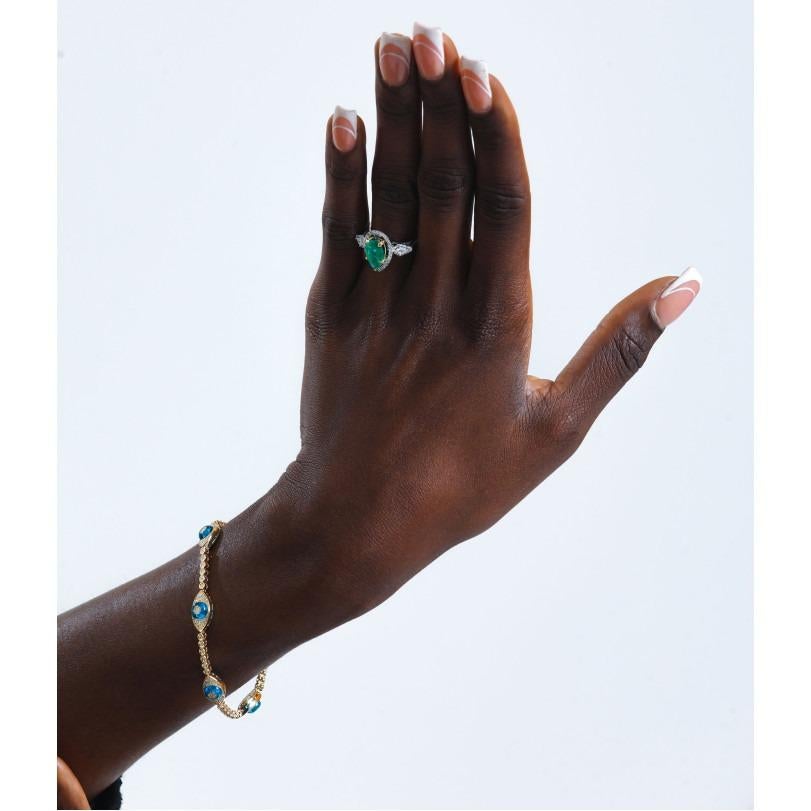 Ring mit birnenförmigem Smaragd und Diamant Tria 2,28 Karat (Moderne) im Angebot