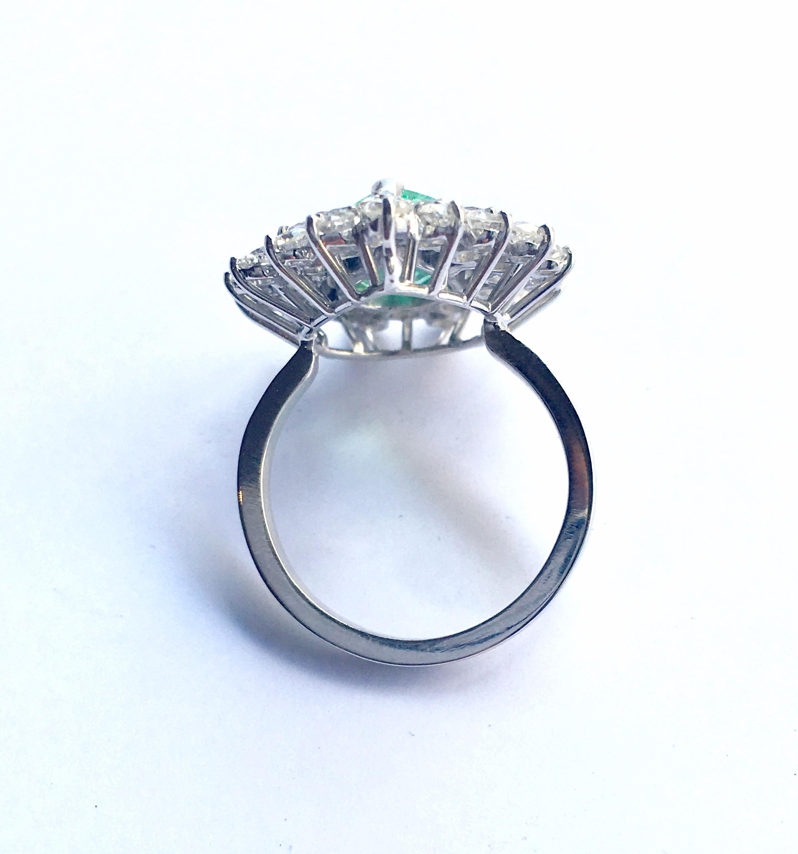 Women's Pear Emerald and Diamonds Entourage 18 Karat White Gold Cocktail Ring
