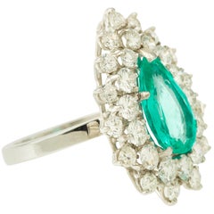 Pear Emerald and Diamonds Entourage 18 Karat White Gold Cocktail Ring