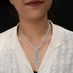 Pear Emerald Cut 33.17 Carat SI/H Diamond Pendant 14 Karat White Gold Necklace