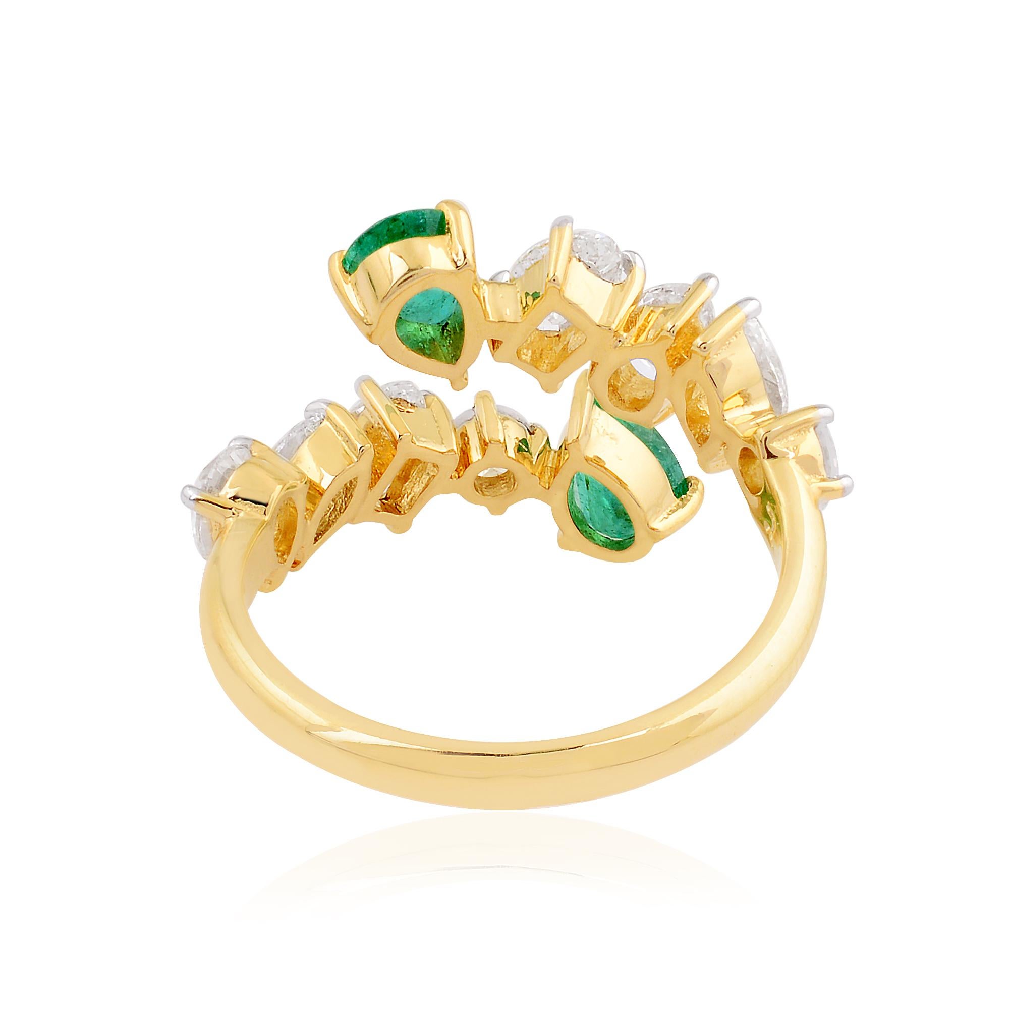 in vendita:  Anello a mano con diamante smeraldo e pera, realizzato in oro giallo massiccio 14 ct. 6