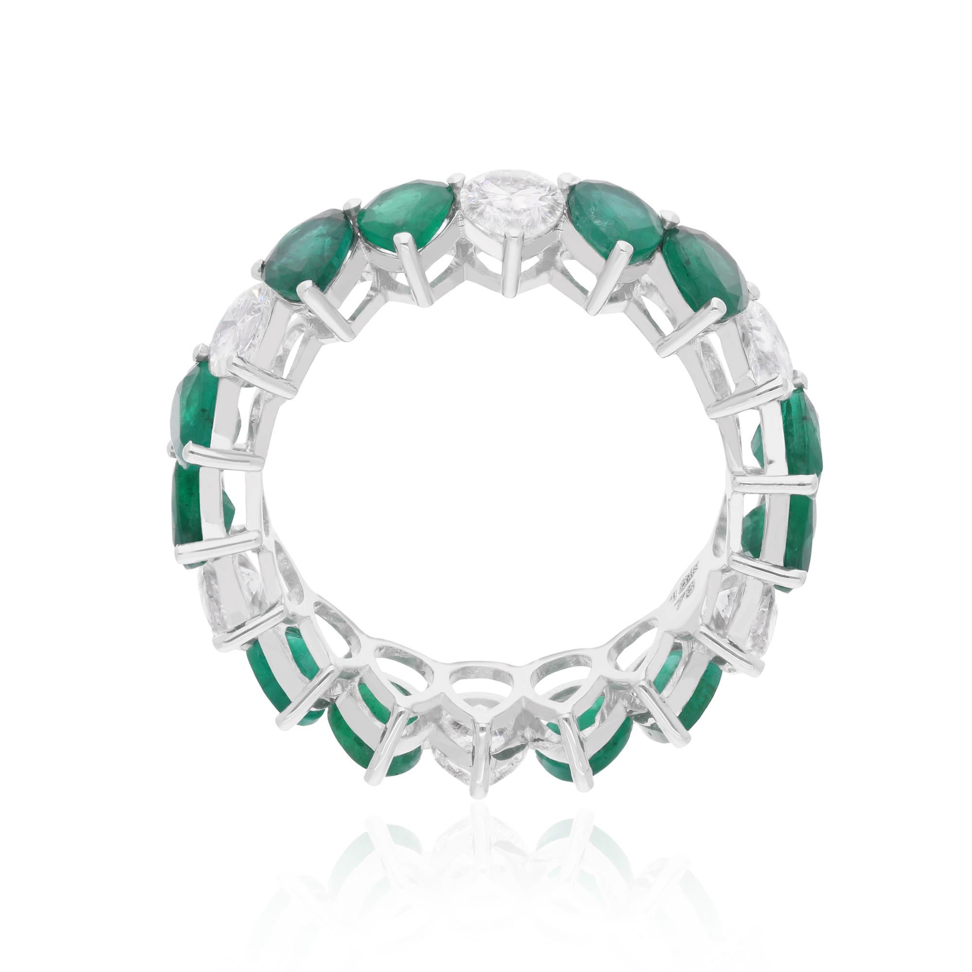 in vendita:  Anello a fascia con gemma di smeraldo pera e diamante in oro bianco 18 carati Gioielli fatti a mano 8