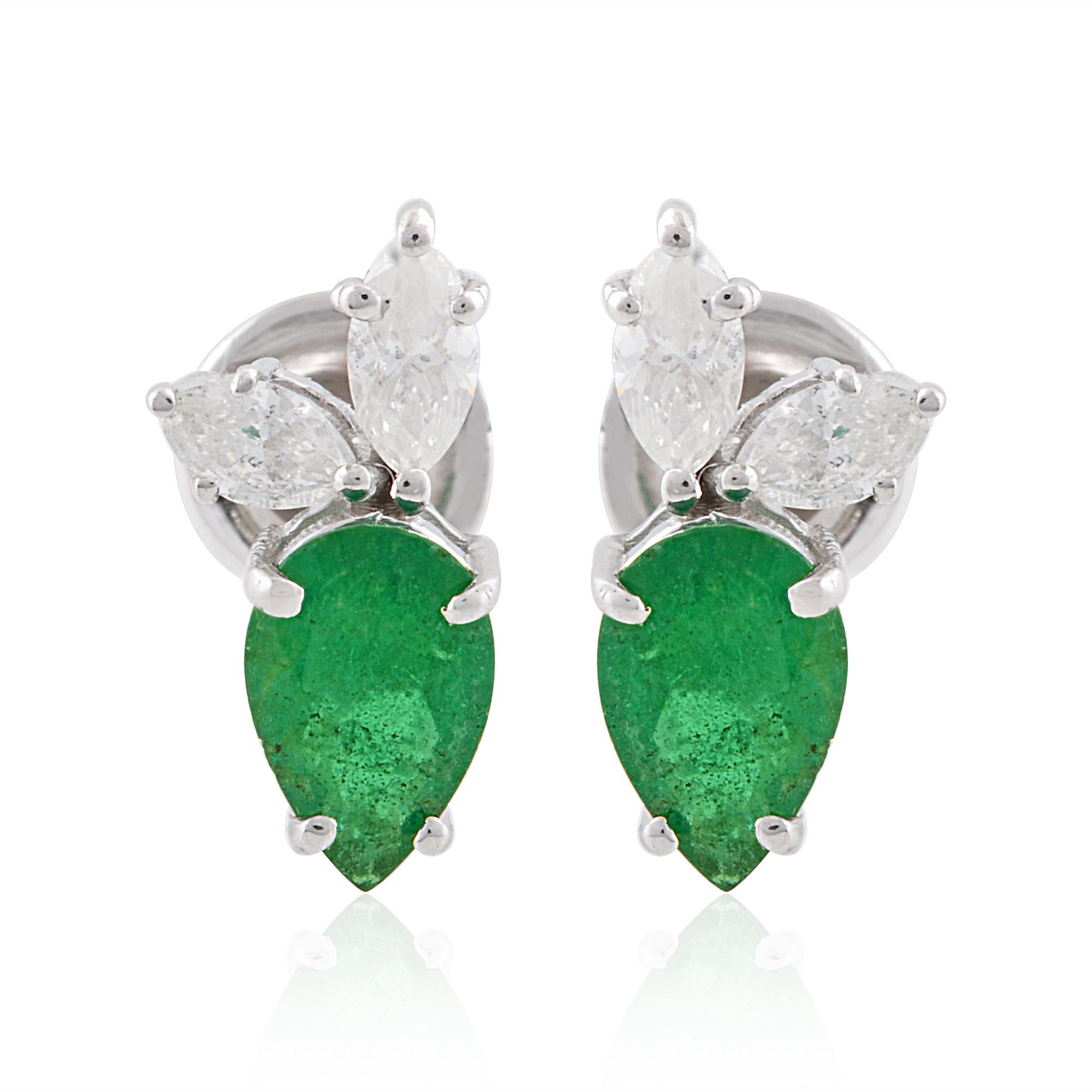 Item Code :- STE-1057
Gross Wet :- 1.67 gm
10k Solid White Gold Wet :- 1.47 gm
Diamond Wet :- 0.27 ct  ( AVERAGE DIAMOND CLARITY SI1-SI2 & COLOR H-I )
Emerald Wet :- 0.75 ct
Earrings Size :- 11x6 mm approx.

✦ Sizing
.....................
We can