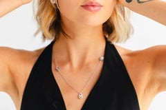 Pear Emerald Trio White Gold Pendant Necklace with Diamond Halos