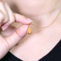 Pear Ethiopian Opal Necklace 14k Yellow Gold