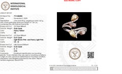 Pear Fancy Color Natural Diamond Bypass Ring in 18k Solid Gold (Certified)