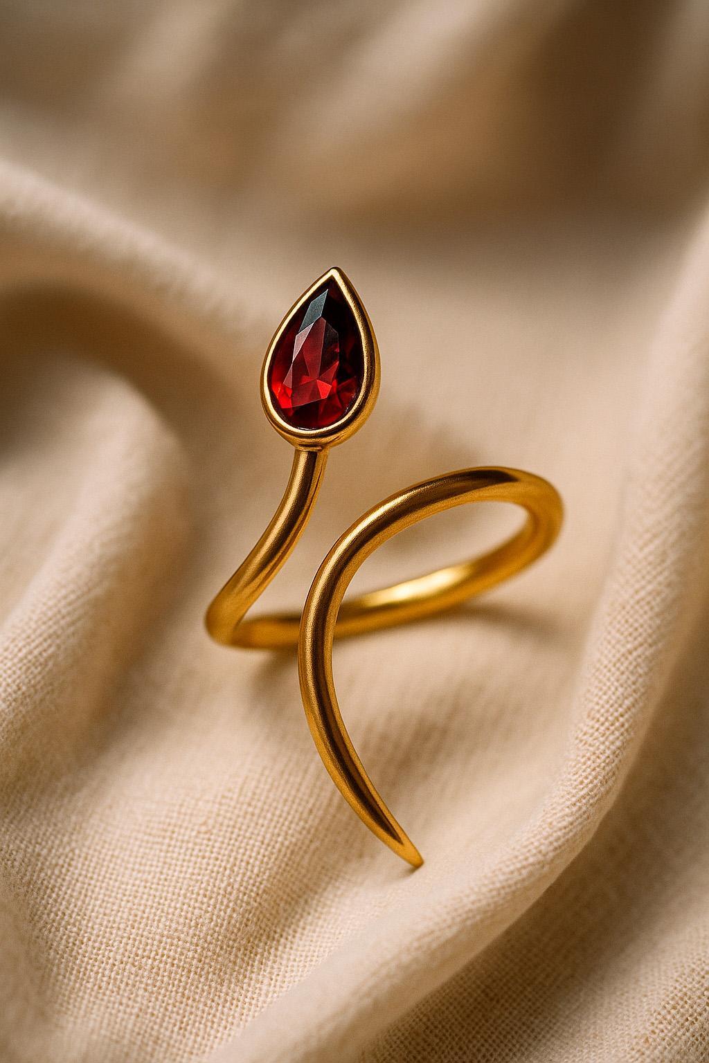 in vendita:  Anello in oro 14k con apertura a pera e granato 5