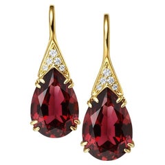 Pear garnet silver, gold earrings