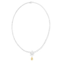 Collar de Piedra Preciosa Pera Diamante Marquesa Oro Blanco 18 Kilates Joyería Artesanal