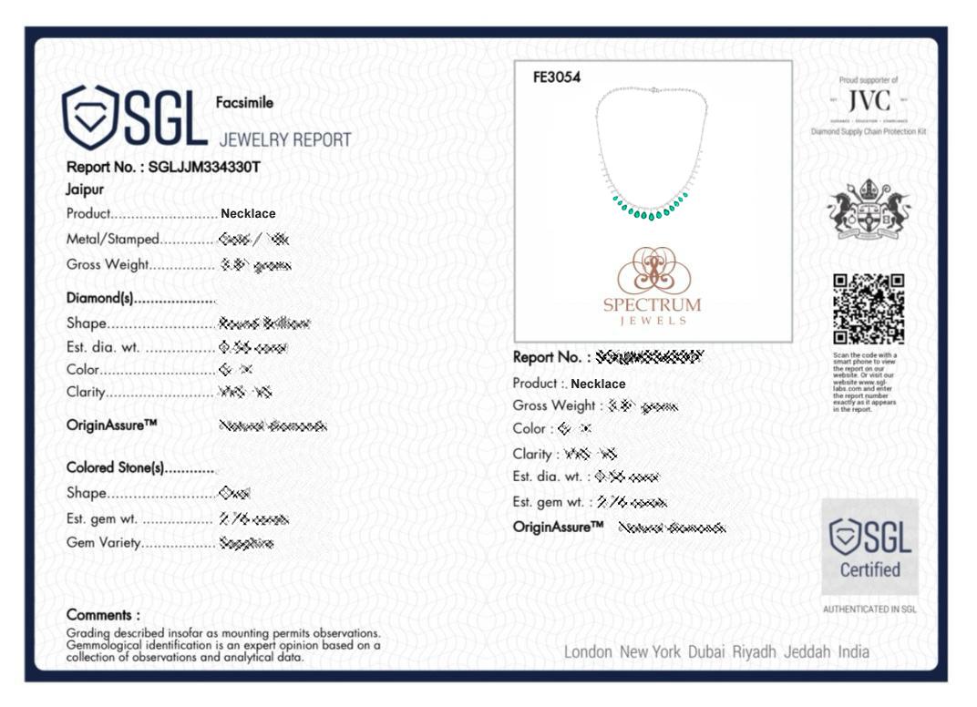 Collana di gemme verdi a pera SI Clarity HI Color Diamond Oro bianco 18 carati in vendita 2