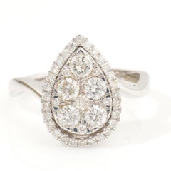 Anello di fidanzamento con diamante a forma di pera in oro massiccio 14K (certificato)