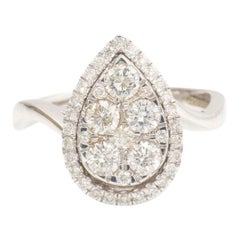 Birne Halo Diamant Verlobungsring in 14K massivem Gold (zertifiziert)