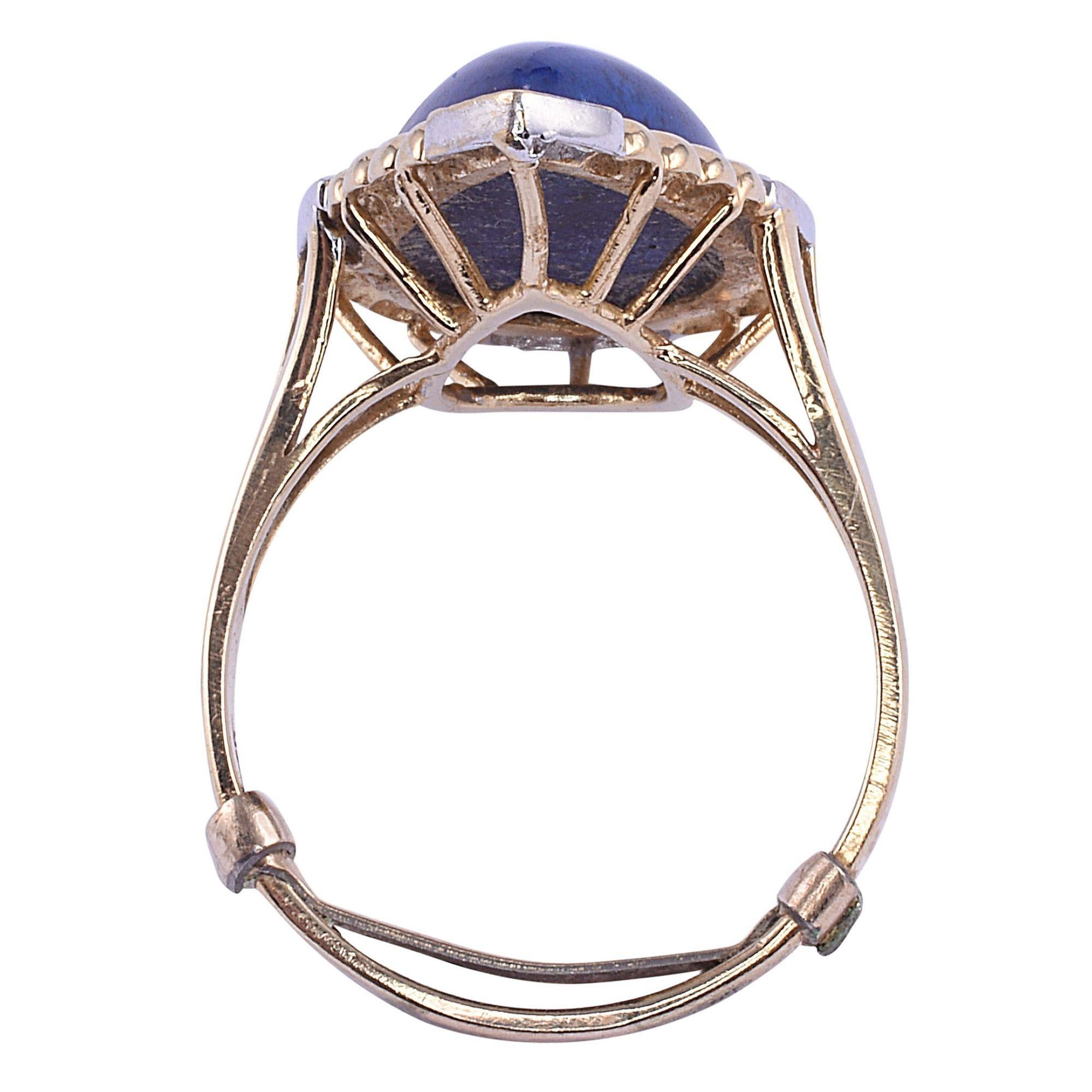 Pear Cut Pear Lapis Ring with Diamond Accents For Sale