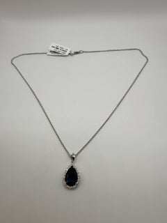 Pear London blue topaz pendant necklace 18KT gold