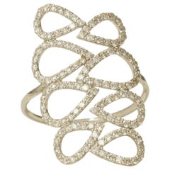 Pear Loop Cascade Diamond Ring in 14k Solid Gold (Certified)
