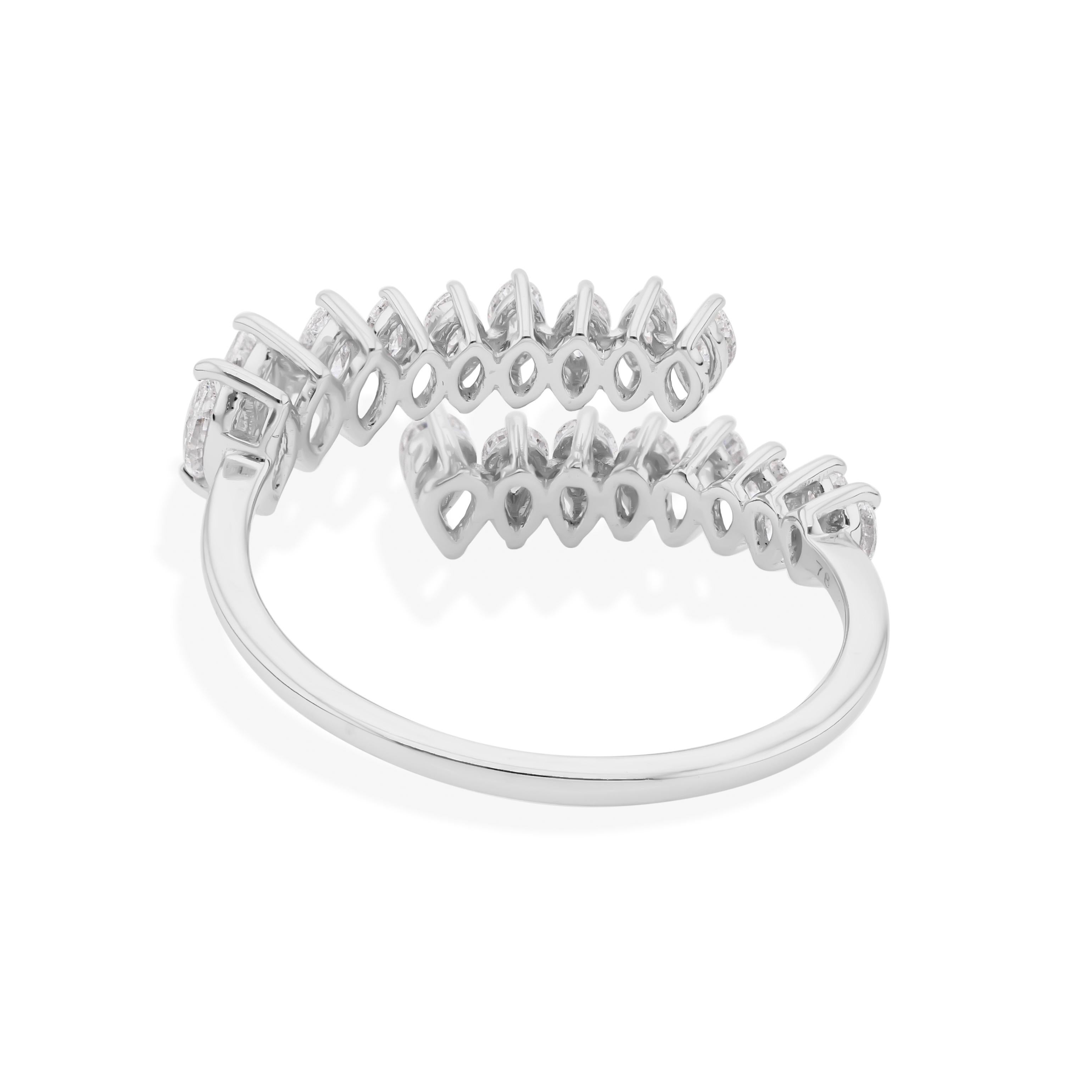 En venta: Anillo Bypass con Diamante Real S/HI de Corte Marquesa Pera Oro Blanco 18k  6