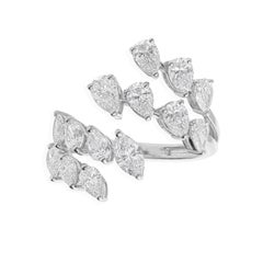 Pear Marquise Cut SI/H Natural Diamond 14k White Gold Wrap Ring All Tariffs Paid