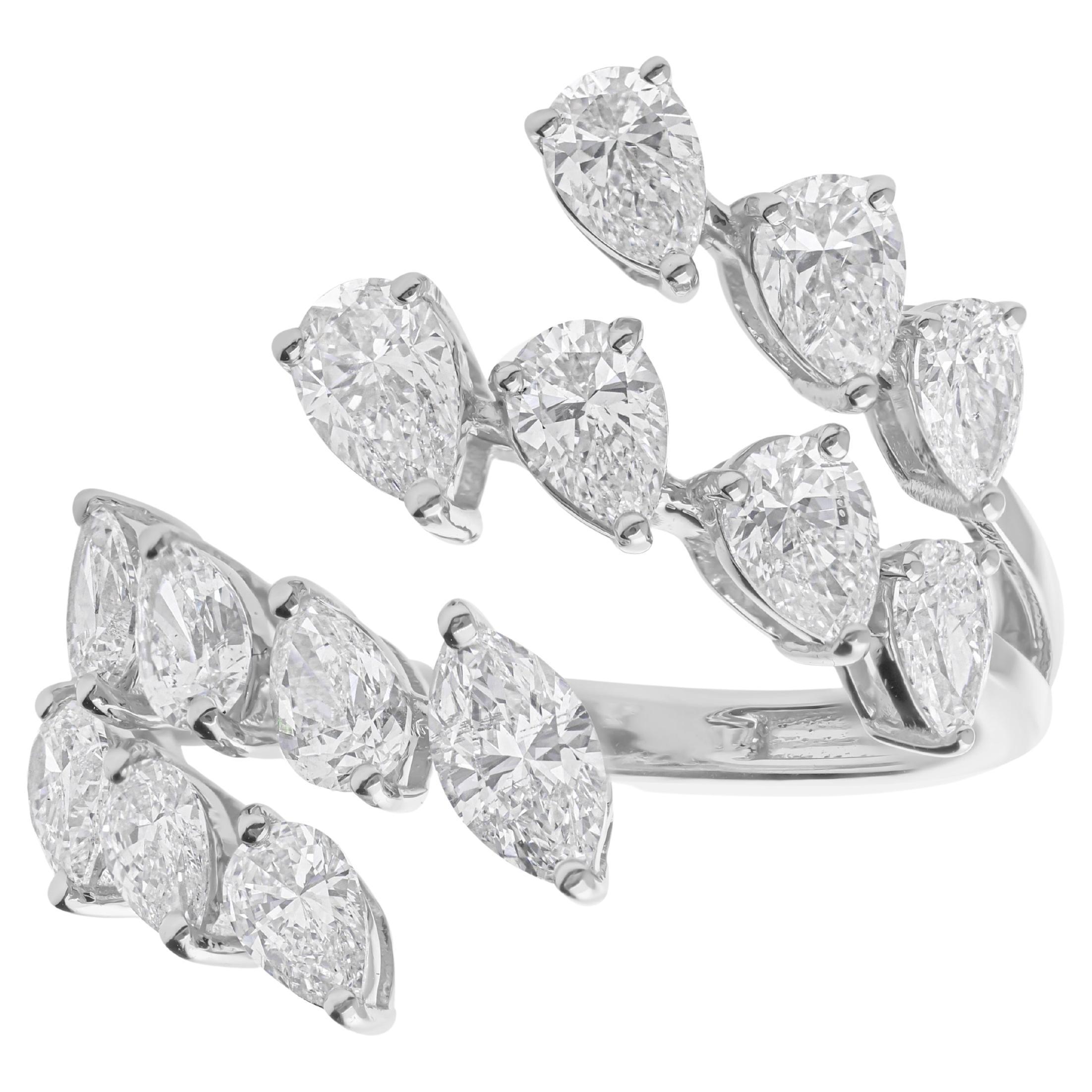 Anello a fascia in oro bianco 18 carati con diamante naturale taglio marquise pera SI/H Tutte le tariffe sono state pagate