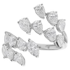 Pear Marquise Cut SI/H Natural Diamond 18k White Gold Wrap Ring All Tariffs Paid