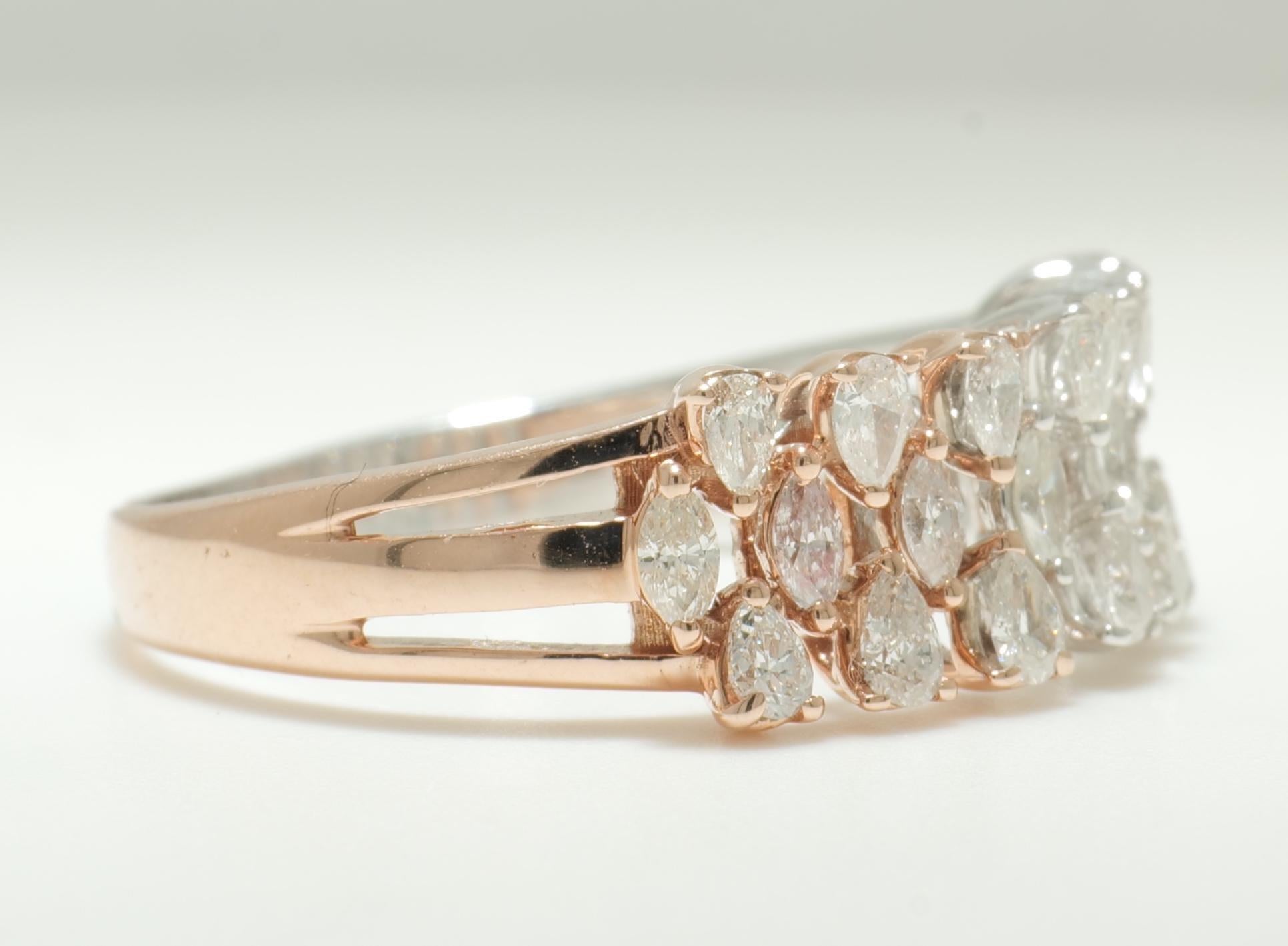 Taglio a goccia Anello a fascia con diamante pera e marquise in oro massiccio 14K (certificato) in vendita