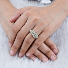 Pear & Marquise Diamond Dome Ring 18 Karat White Gold Handmade Jewelry