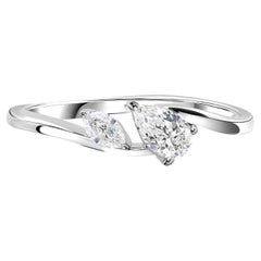 Pear & Marquise Diamond Open Ring 18K White Gold Dainty Statement Jewelry