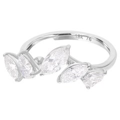 Anello Promessa con diamante a pera e marquise in oro bianco 18 carati Gioielli fatti a mano