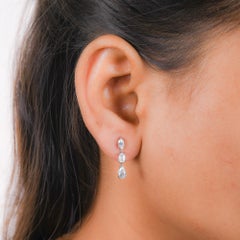 Pear Marquise & Emerald Cut Diamond Dangle Earrings 14 Karat White Gold Jewelry