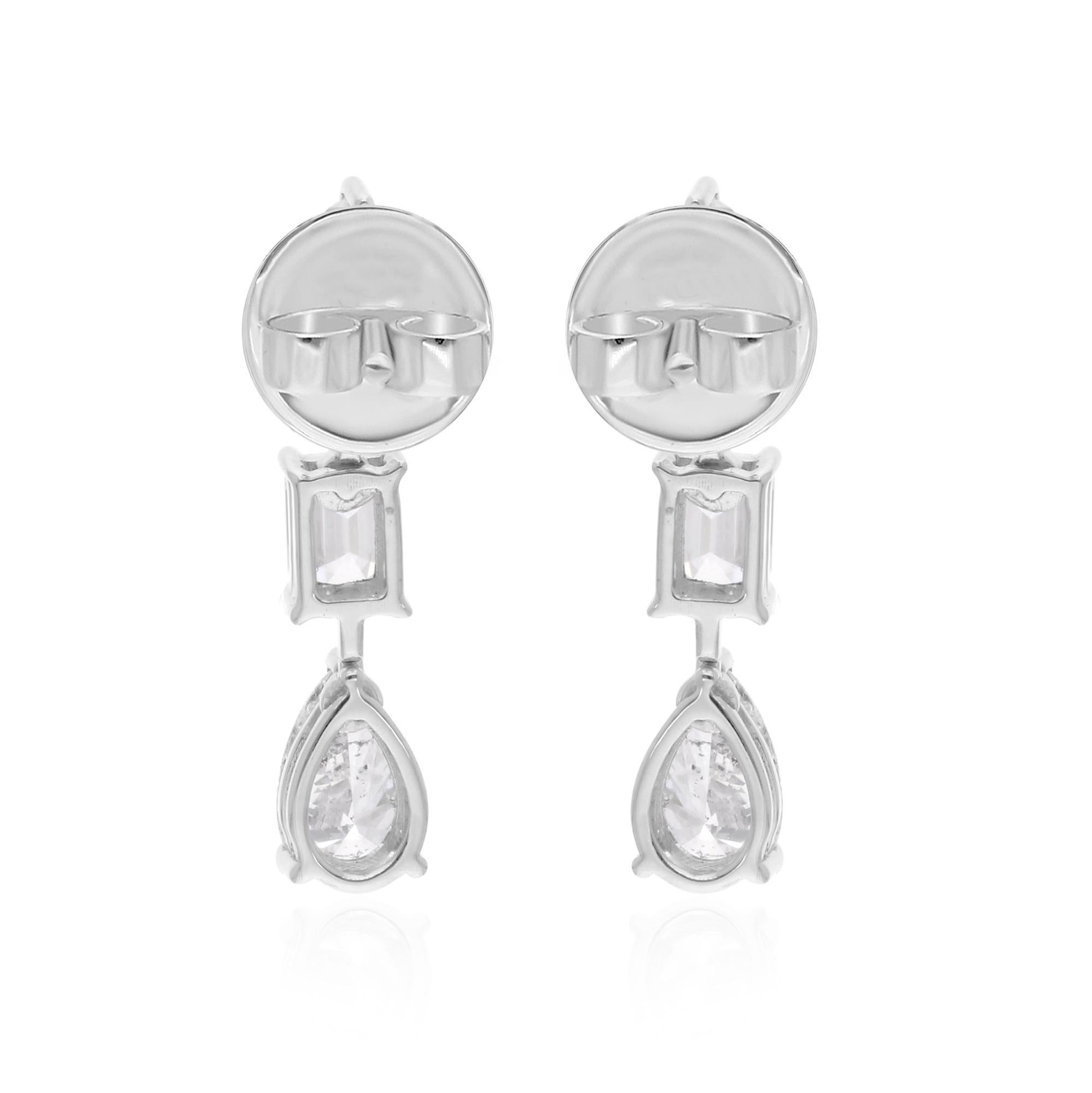 Pear Marquise & Emerald Cut Diamond Dangle Earrings 14 Karat White Gold Jewelry In New Condition For Sale In Diera, Dubai