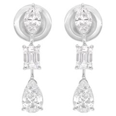 Birne Marquise & Smaragdschliff Diamant Ohrringe 18 Karat Weißgold Schmuck