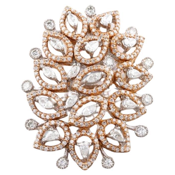 Birne & Marquise Blätter Diamantring in 14K massivem Gold (zertifiziert) im Angebot