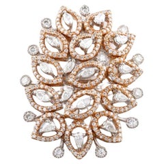Birne & Marquise Blätter Diamantring in 14K massivem Gold (zertifiziert)