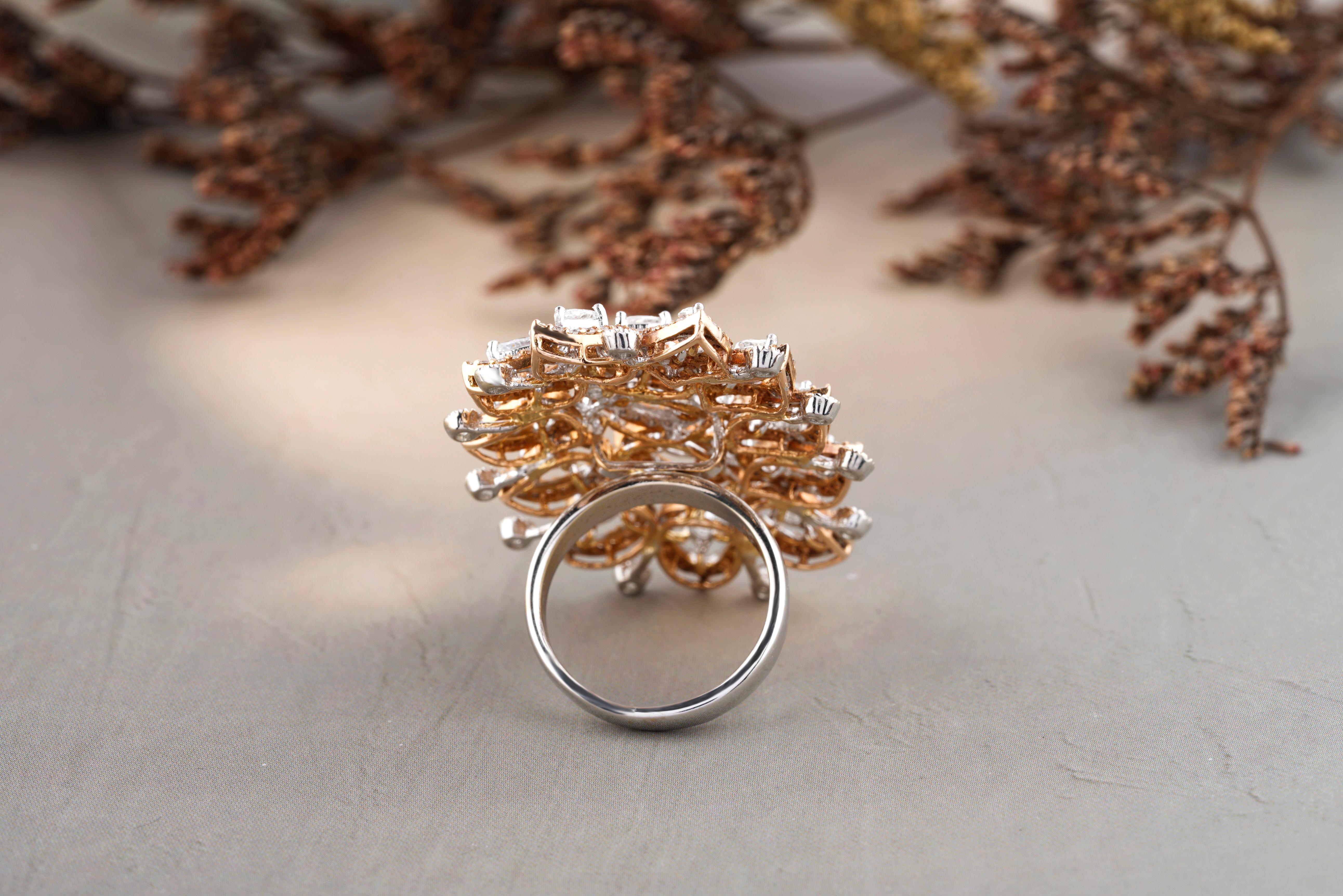 For Sale:  Pears & Marquise Diamond Cocktail Ring in 18k Solid Gold 4