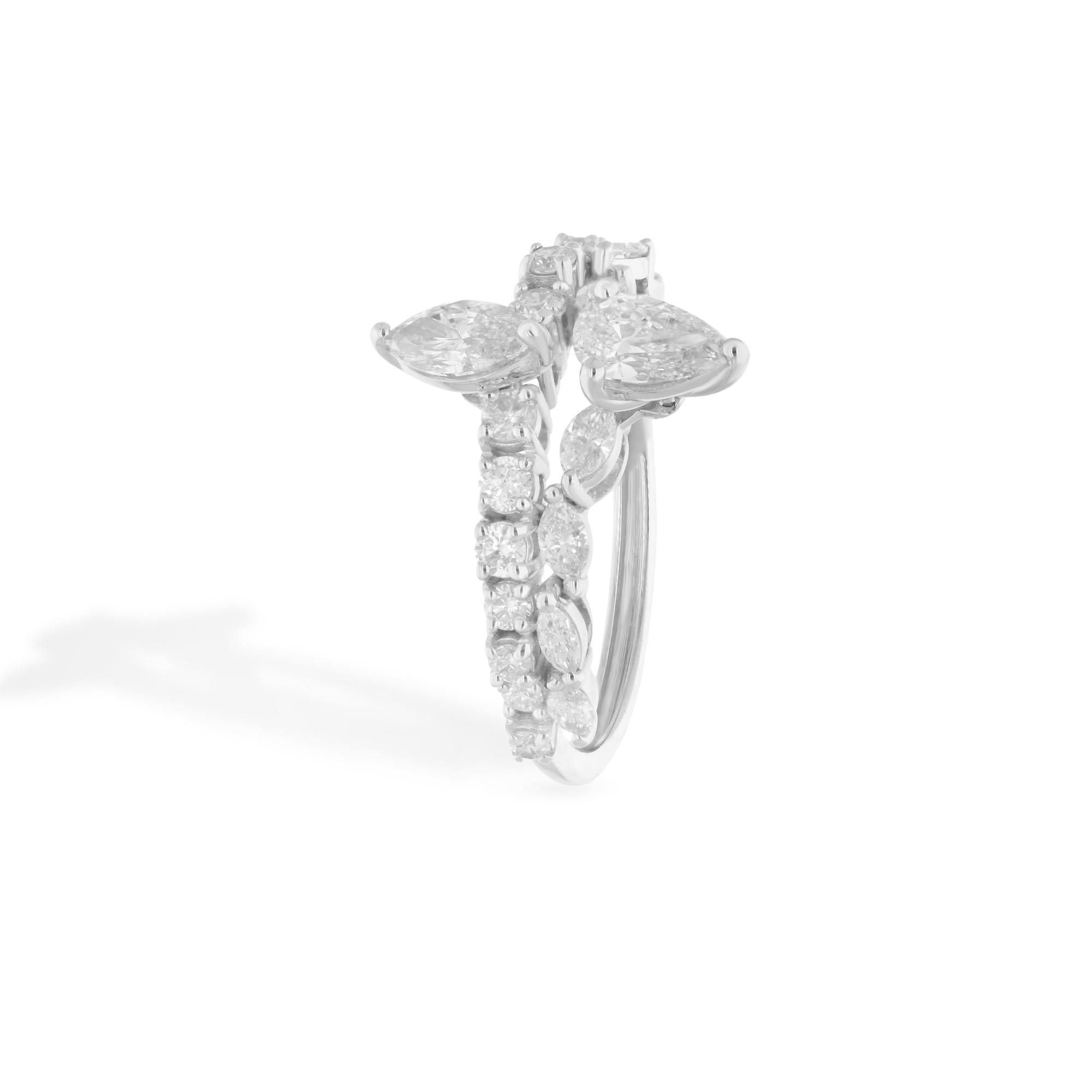 in vendita:  Pear Marquise & Round Diamond Wedding Ring 14 Karat White Gold Handmade Jewelry 4