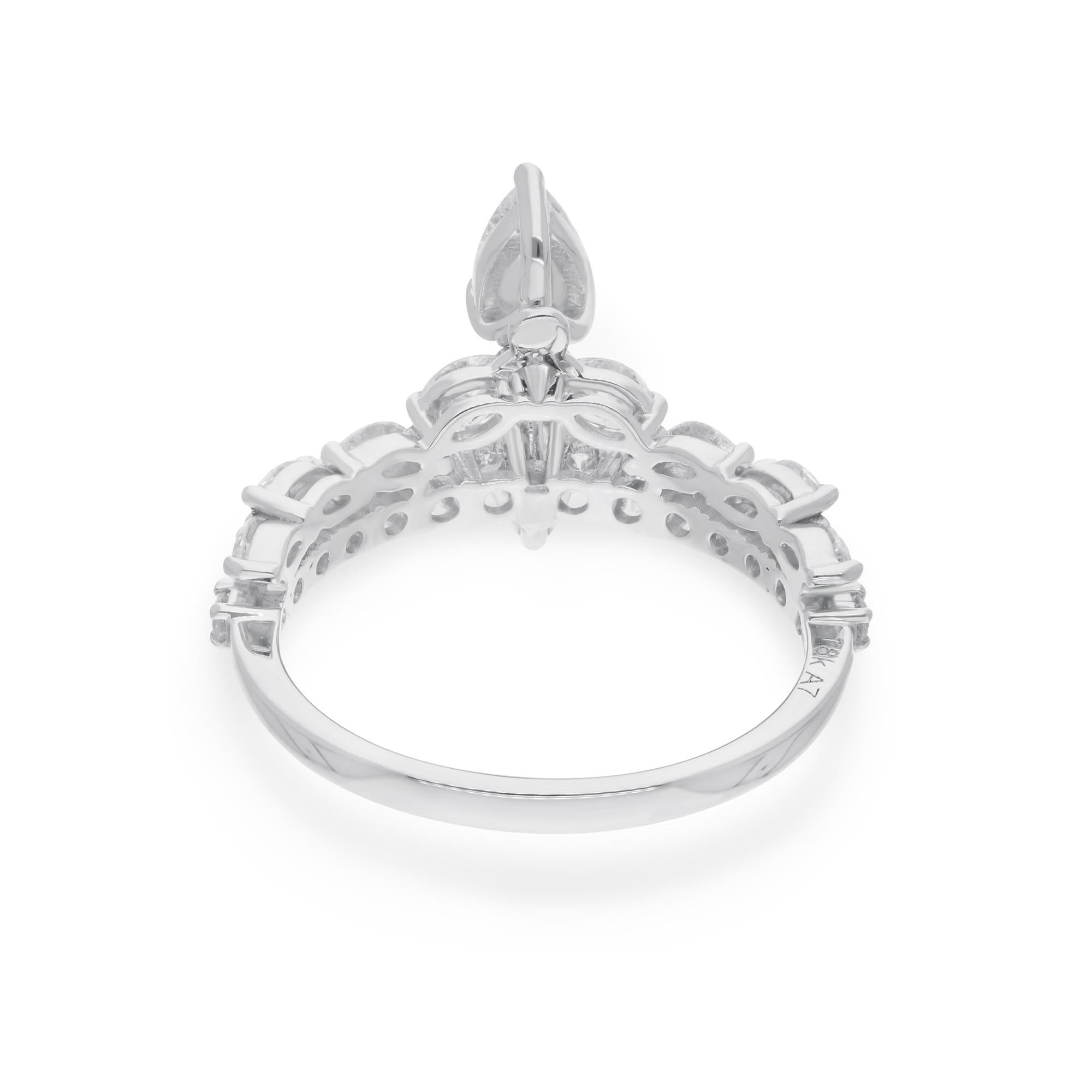 in vendita:  Pear Marquise & Round Diamond Wedding Ring 14 Karat White Gold Handmade Jewelry 5
