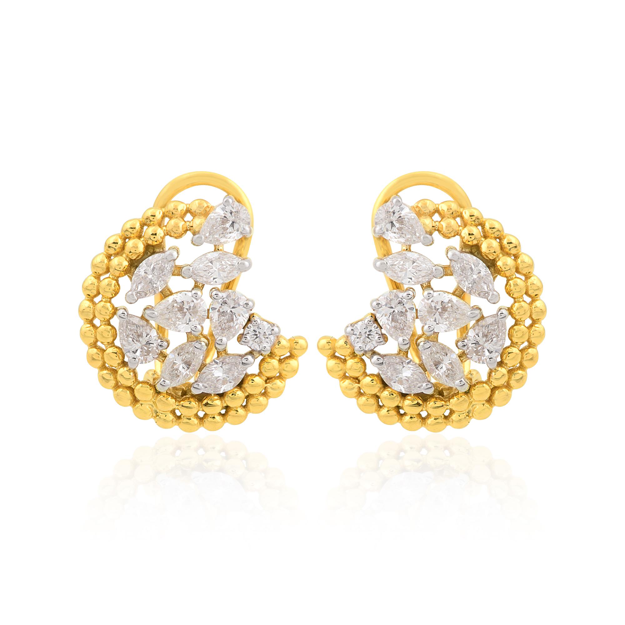 Item Code :- SEE-1868
Gross Wt. :- 7.33 gm
18k Yellow Gold Wt. :- 7.01 gm
Diamond Wt. :- 1.60 Ct. ( AVERAGE DIAMOND CLARITY SI1-SI2 & COLOR H-I )
Earrings Size :- 15 mm approx.
✦ Sizing
.....................
We can adjust most items to fit your